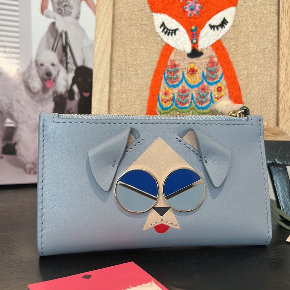 Kate Spade New York Spademals Leather Mod Dog Slim Bifold Wallet